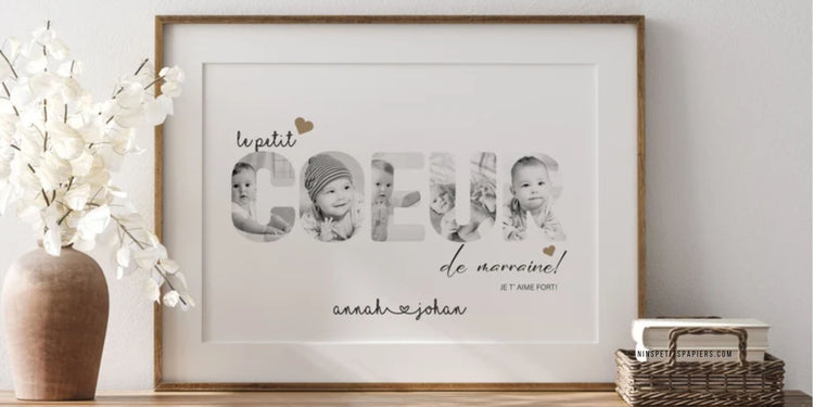 Cadeaux personnalisés pour un baptême avec affiche et mug personnalisés