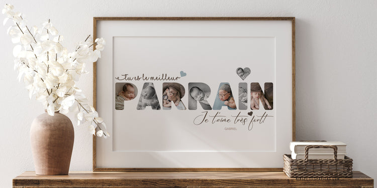 Cadeaux personnalisés pour Parrain avec mug et affiche