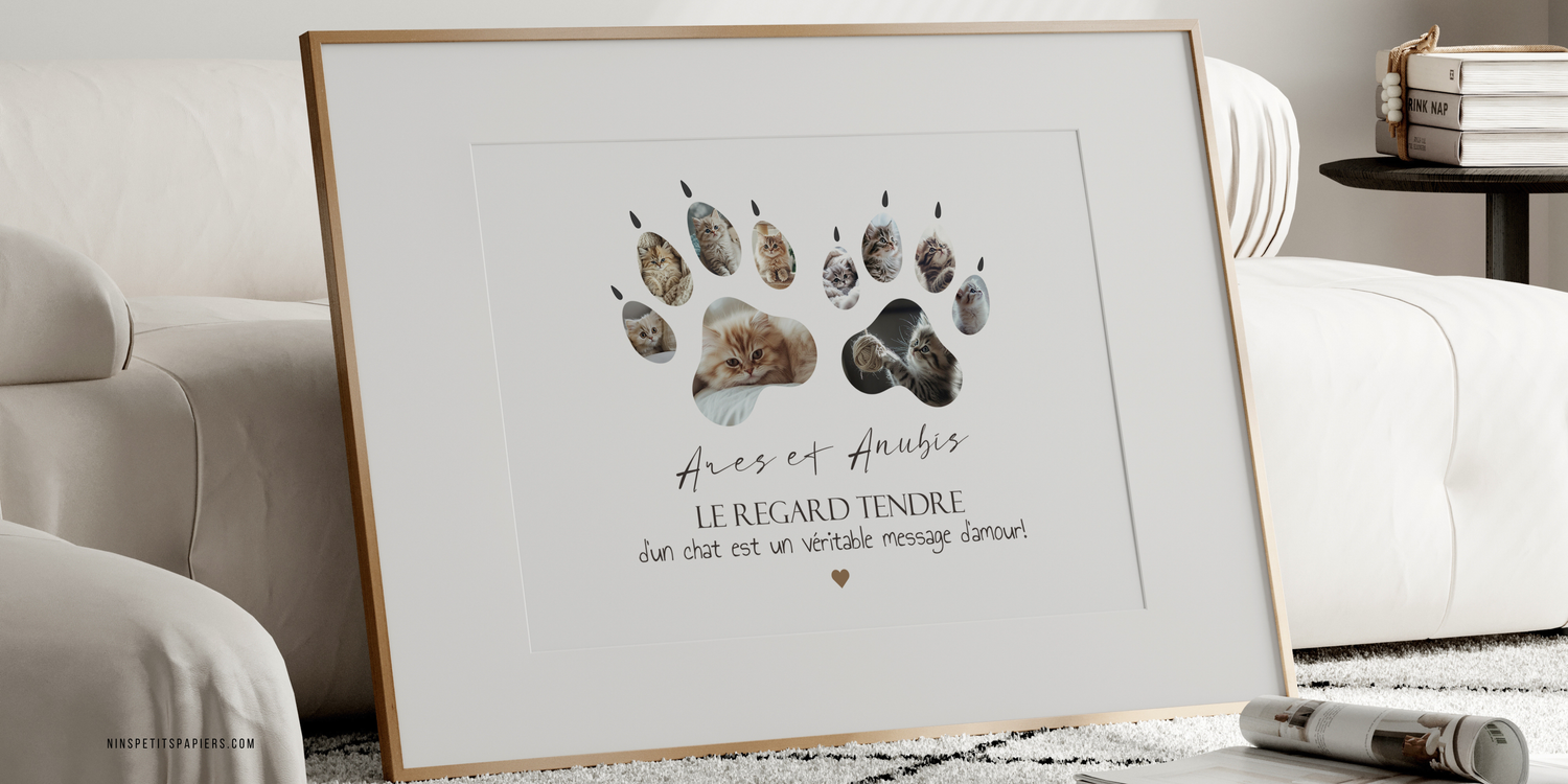Affiche souvenir personnalisée avec photos de vacances et animal de compagnie