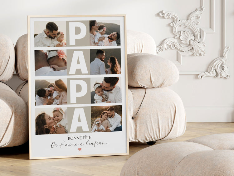 idee cadeau personnalise pour la fete des peres cadre mot photo papa