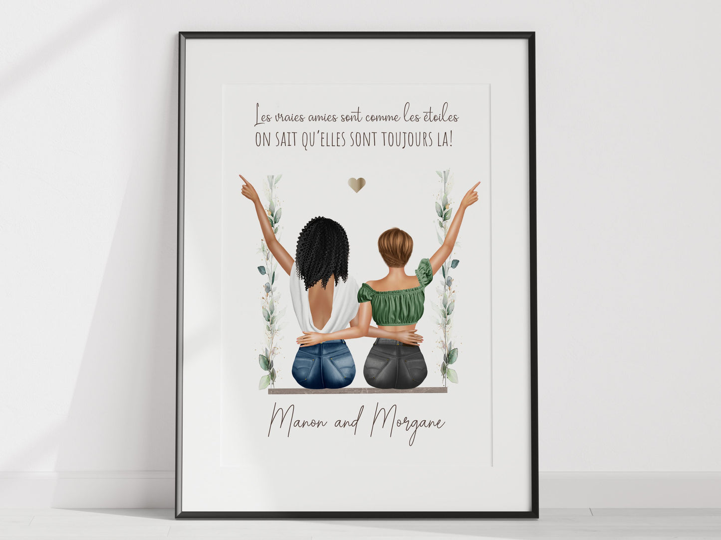 Affiche personnalisée meilleures amies de dos - cadeau personnalisé pour une amie  Ma boutique   