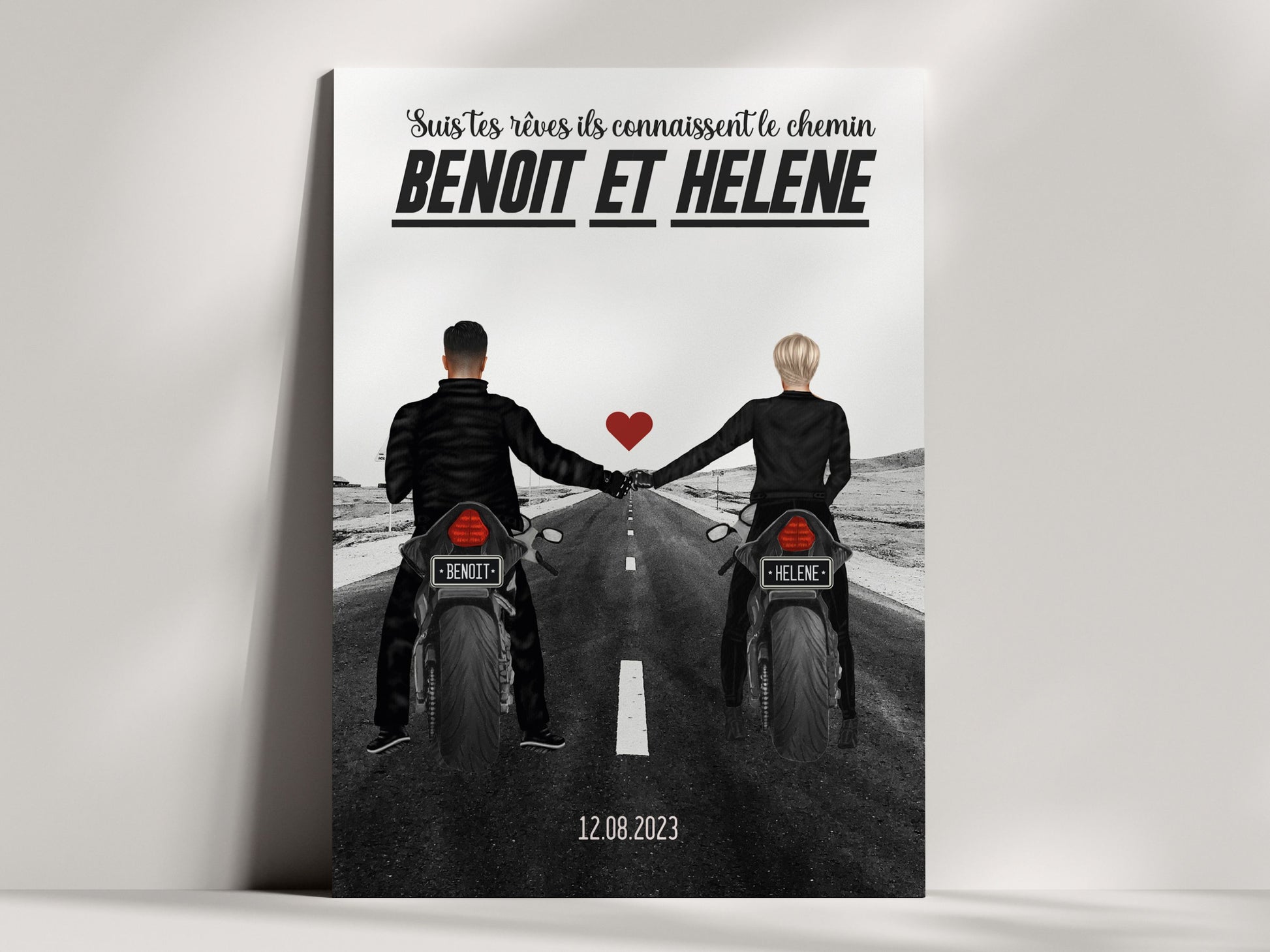 Affiche Personnalisée Couple de Motard – Cadeau Idéal pour les Fans de Moto