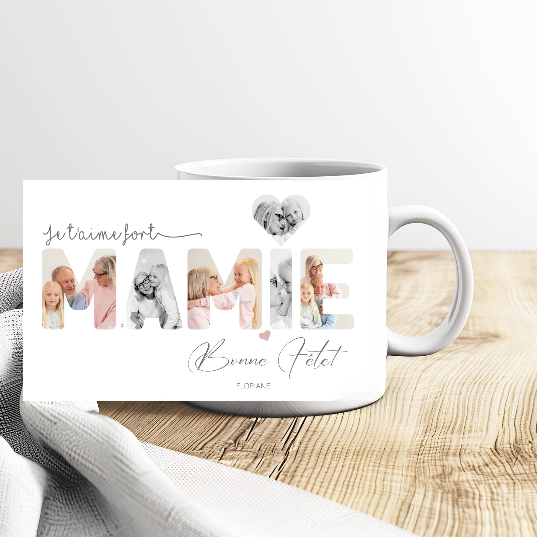 Tasse personnalisée Mamie avec souvenirs de famille