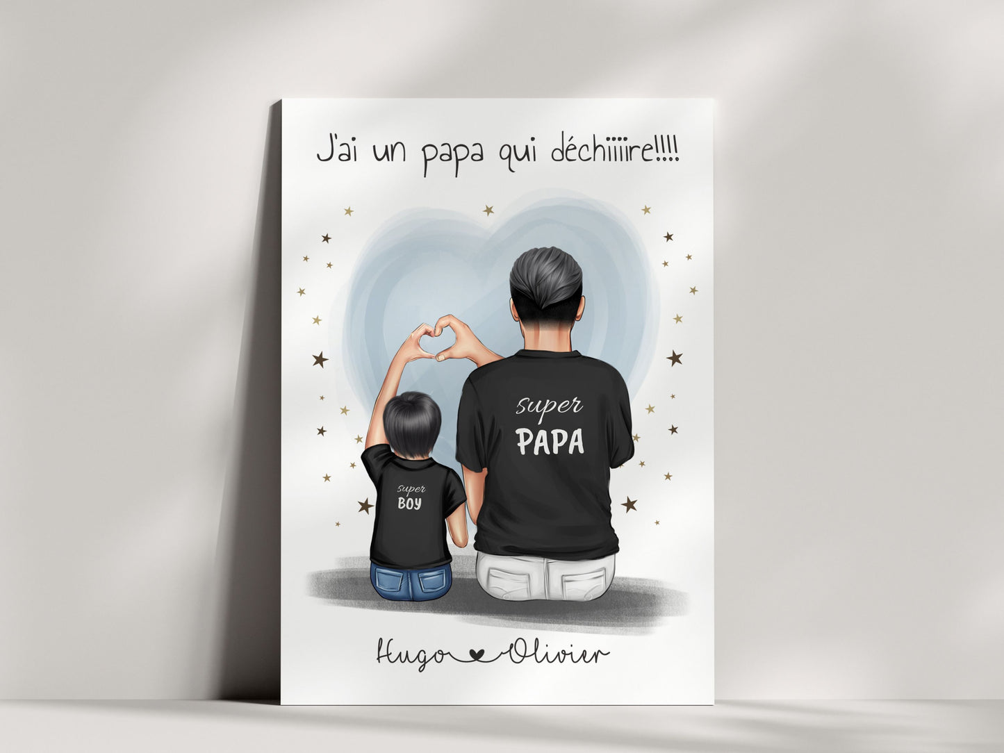 Affiche Personnalisée Portrait de Dos Duo – Cadeau pour Parrain, Marraine, Maman, Papy, ou Mamie  NinsPetitspapiers   