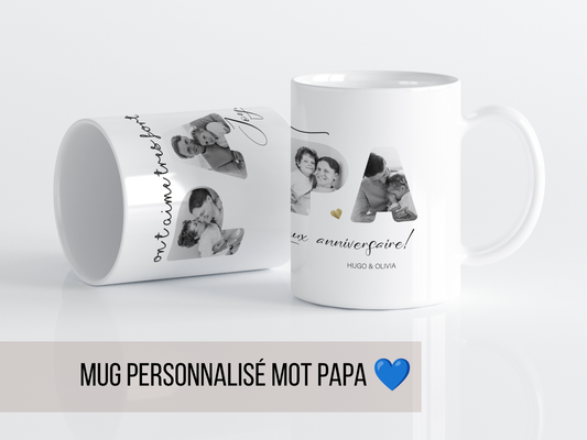 Mug personnalisé Papa avec plusieurs photos souvenir
