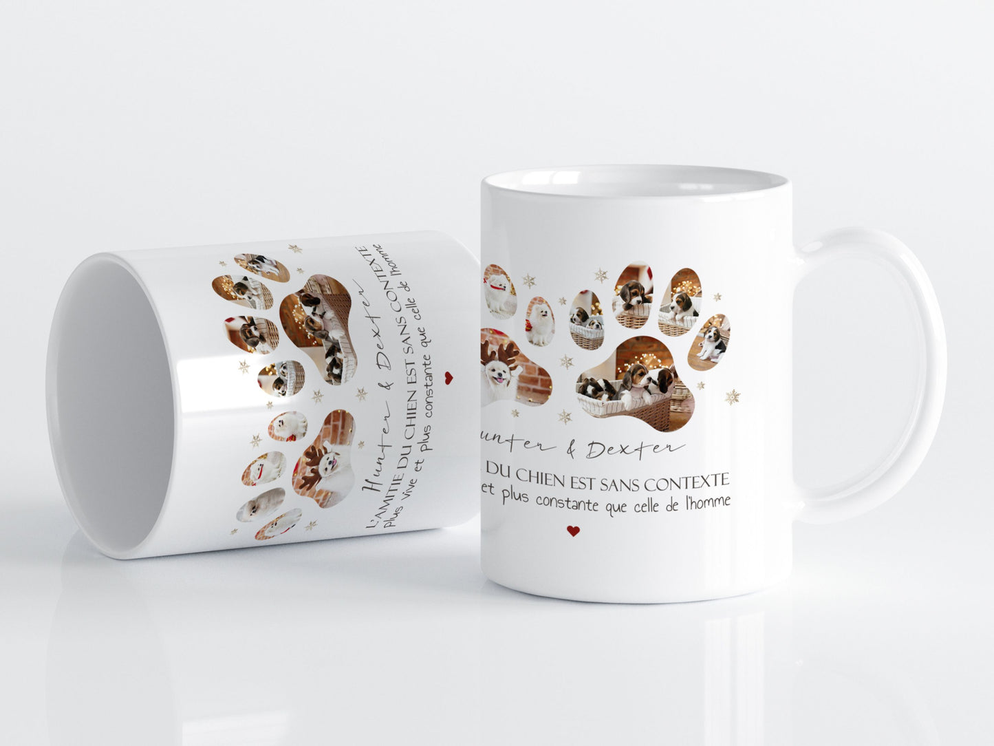 Mug Personnalisé - Pattes de Chien ou de Chat avec Photos - Cadeau personnalisé pour les Amoureux des Animaux