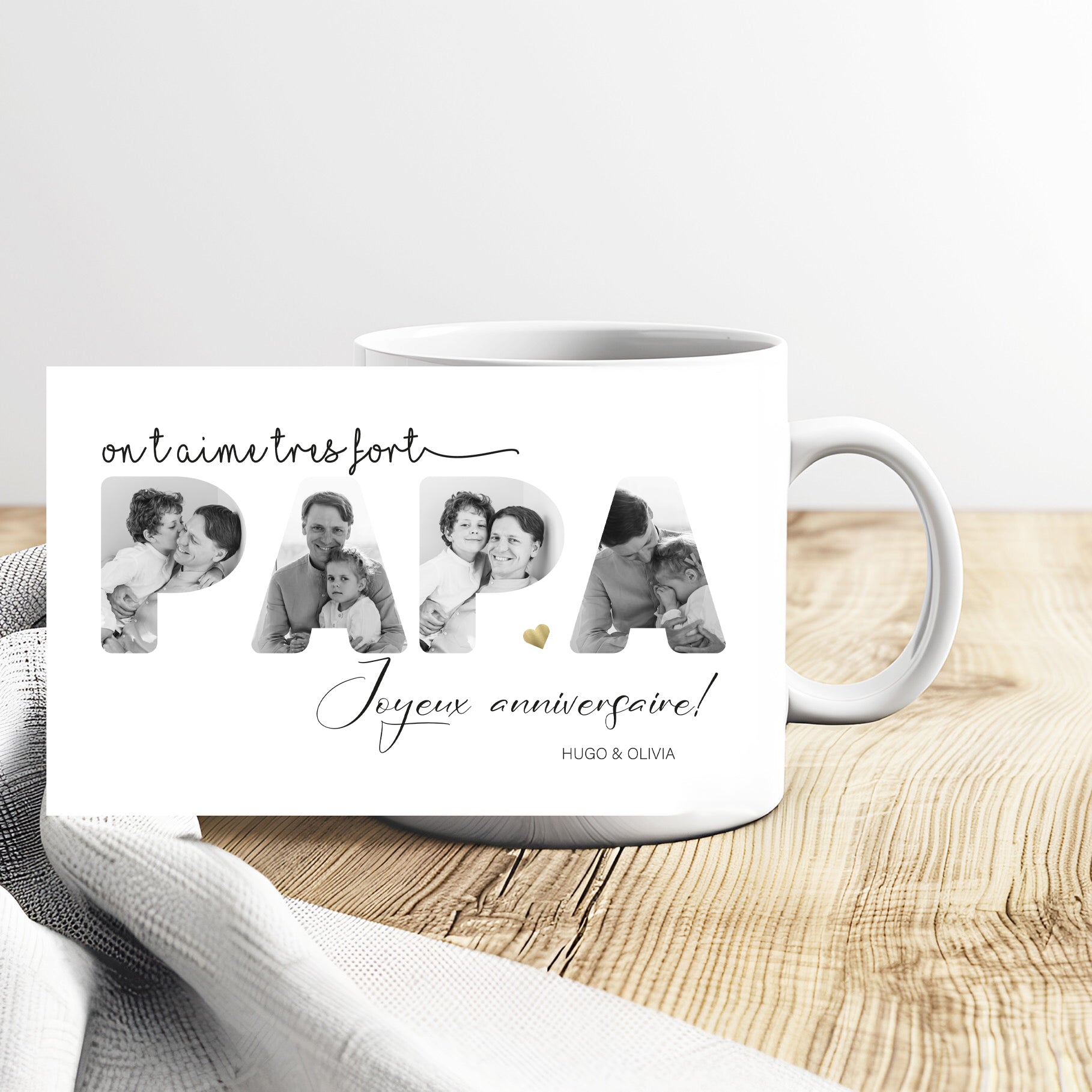 Mug Papa avec collage de photos personnalisé pour anniversaire