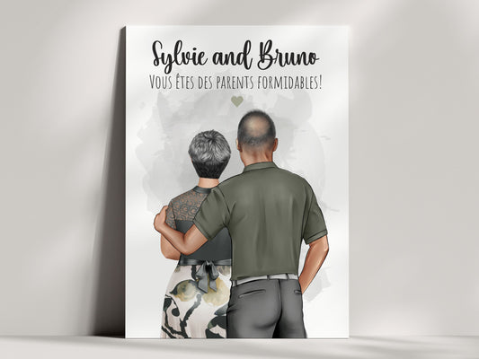 Affiche personnalisée couple illustration