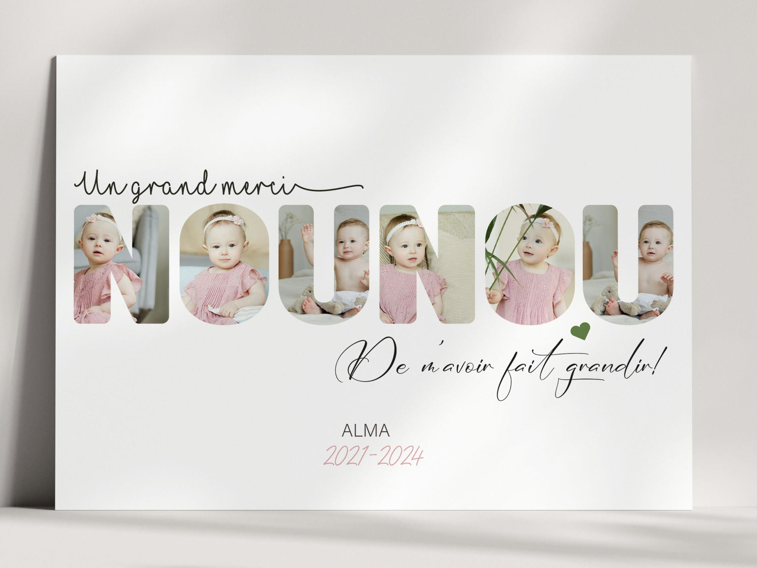 Affiche personnalisée nounou avec photos - cadeau de remerciement personnalisé
