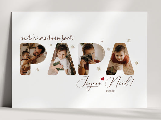 Affiche papa personnalisée Noël avec 5 photos