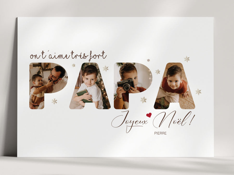 Affiche papa personnalisée Noël avec 5 photos