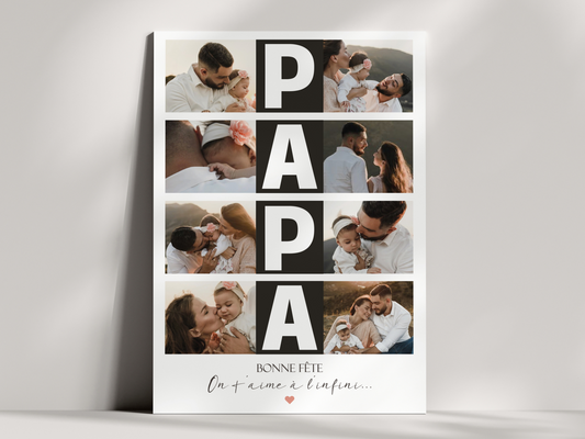 Affiche personnalisée "Papa" avec 8 photos – Cadeau pour Anniversaire ou Fête des Pères  NinsPetitspapiers   