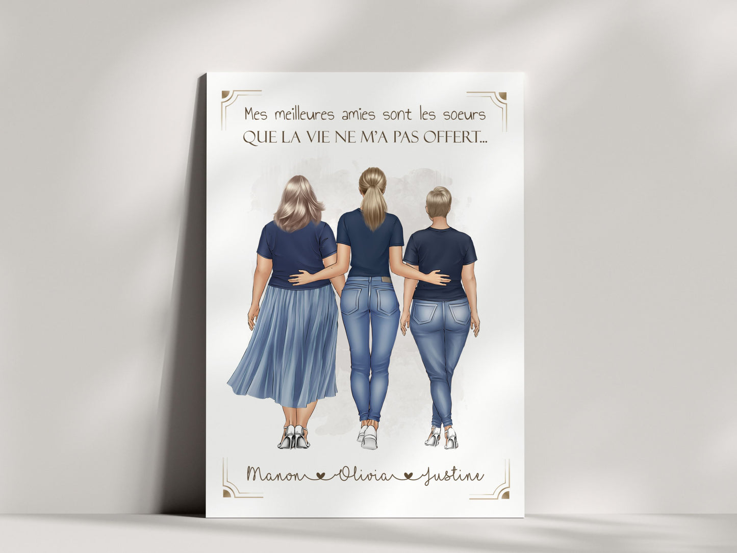 Affiche Personnalisable : Deux ou Trois Meilleures Amies - Vue de Dos  NinsPetitspapiers   