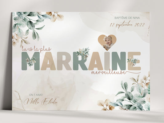 AFFICHE PERSONNALISÉE MARRAINE BAPTÊME BOHÈME  Ma boutique   