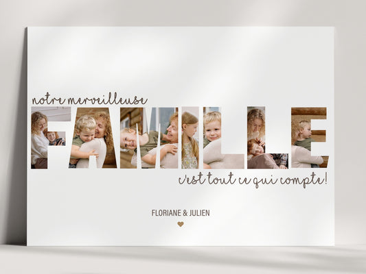 Affiche personnalisée "mot famille avec photos"  Ma boutique   