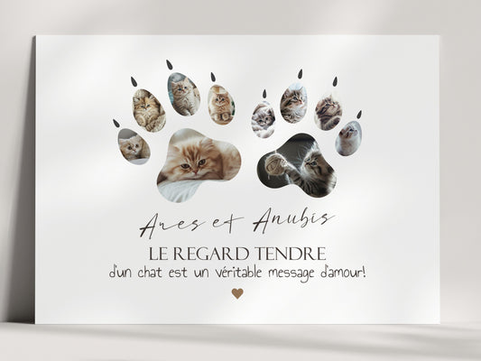 Affiche Personnalisée Pattes de Chat ou de Chien avec Photos - Souvenir Unique de Vos Compagnons  NinsPetitspapiers   