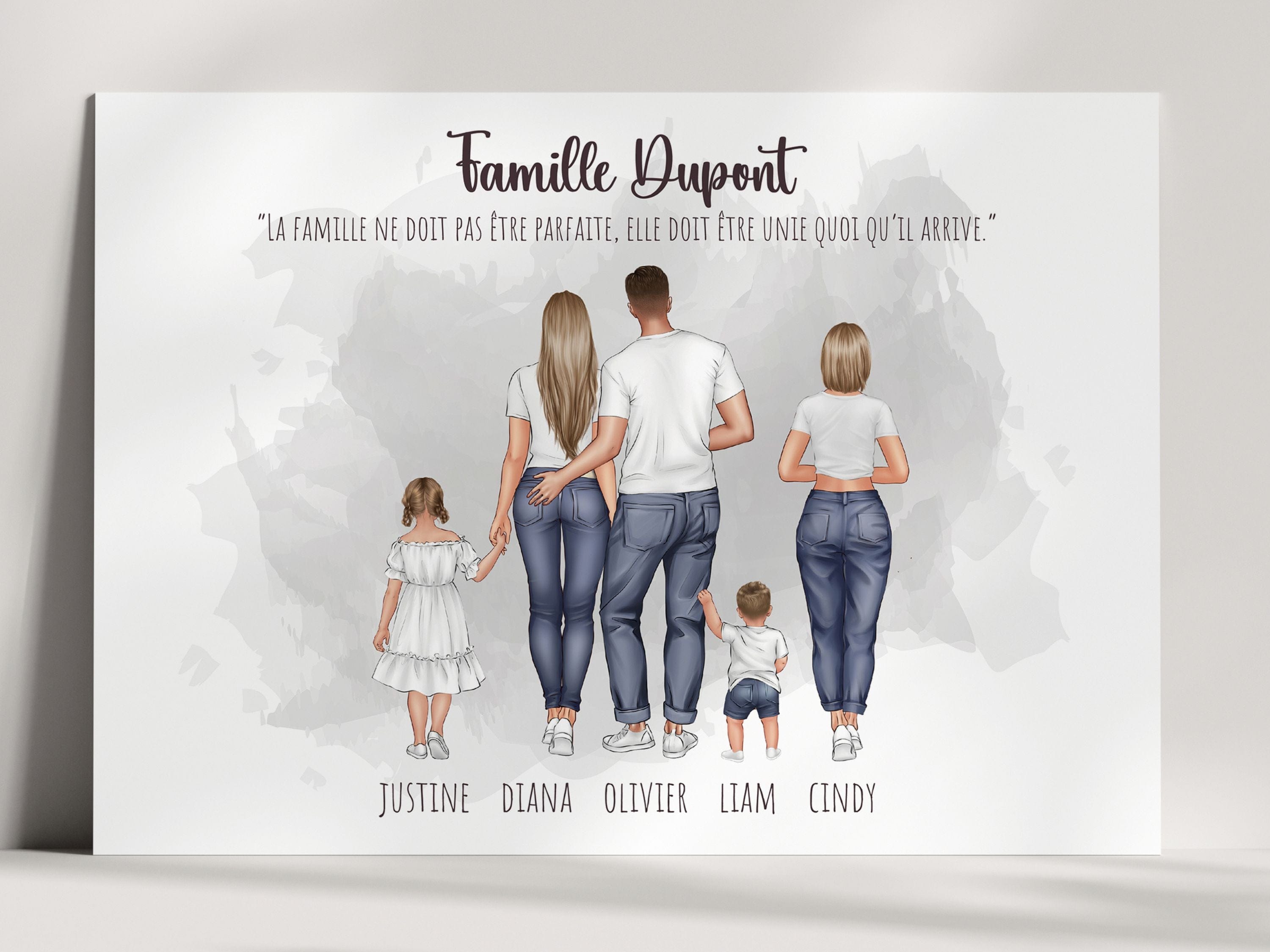 Affiche portrait famille personnalisée – Cadeau famille unique ...