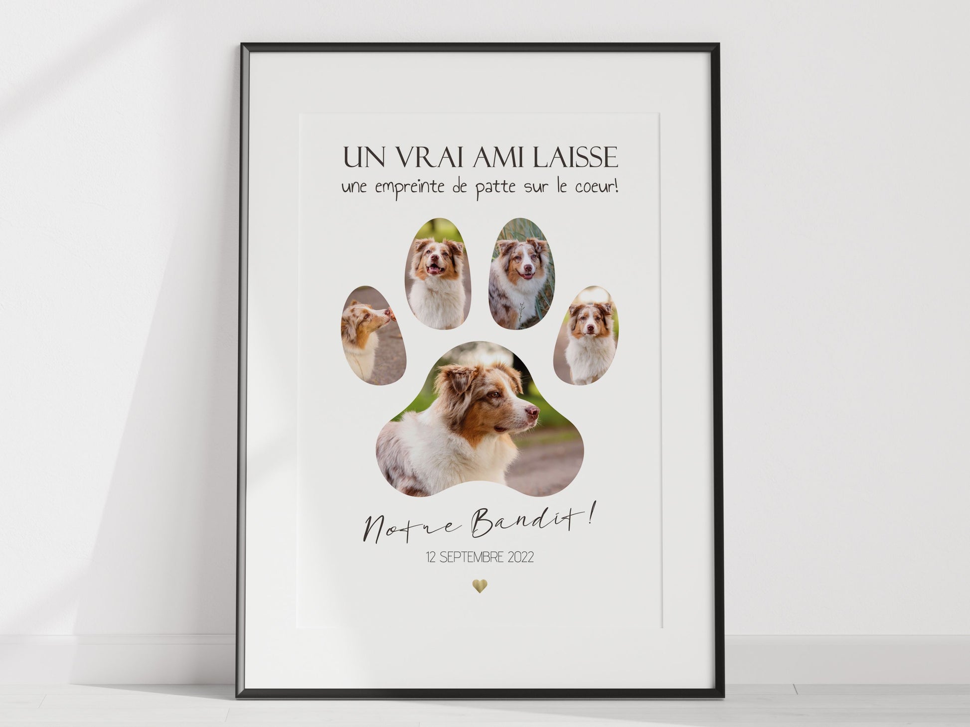 Affiche Patte de Chien ou de Chat Personnalisable avec des Photos – Un Souvenir Unique de Votre Animal de Compagnie