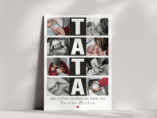 Affiche personnalisée « Super Tata » - Cadeau unique avec photos et texte personnalisé  NinsPetitspapiers   