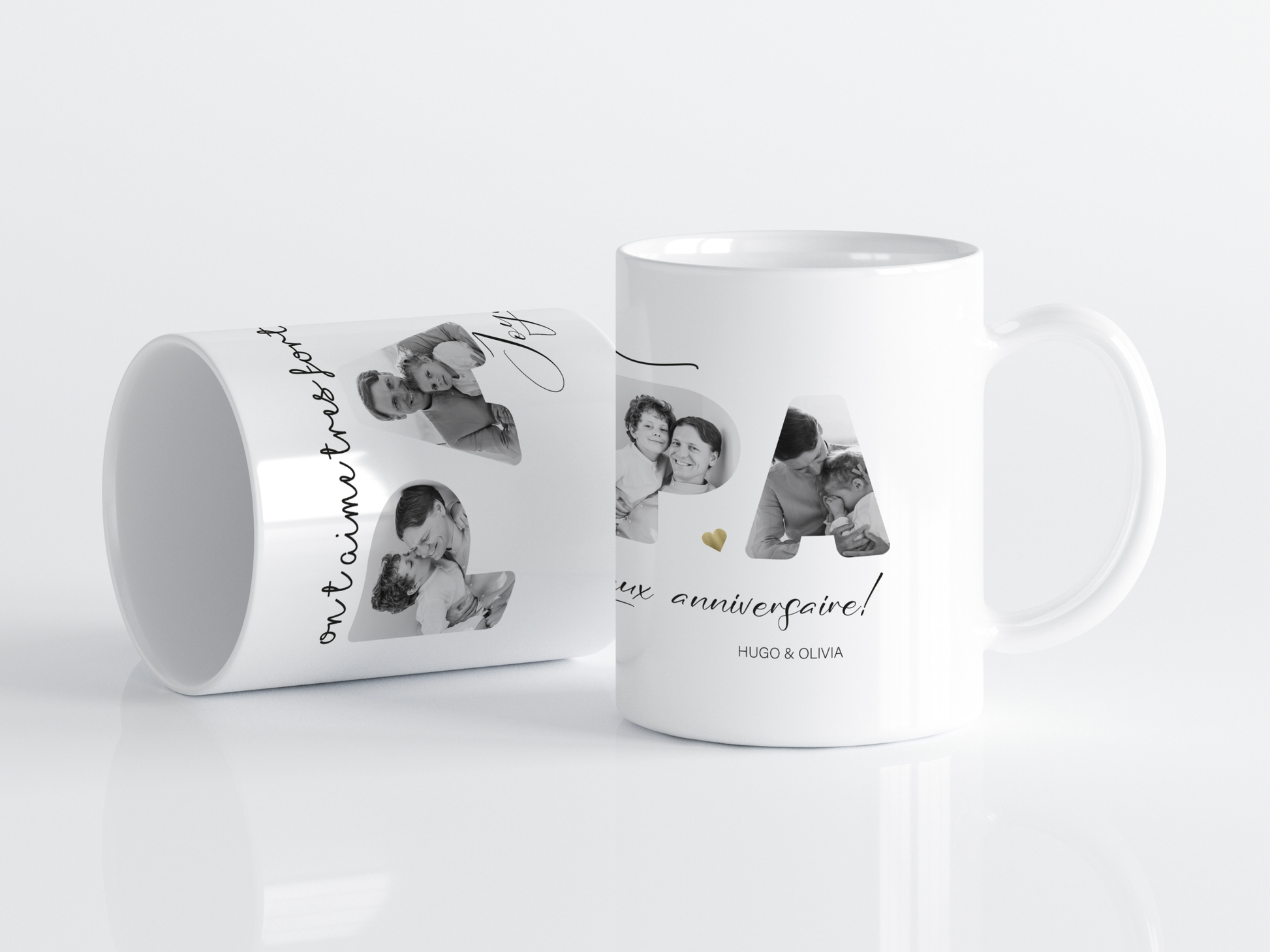 Mug Papa personnalisé avec photos assorti à l’affiche Papa