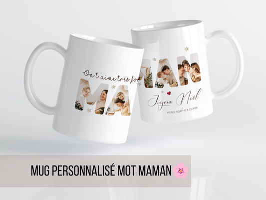 un mug a personnaliser avec des photo et le mot maman a offrir pour la fête des méres