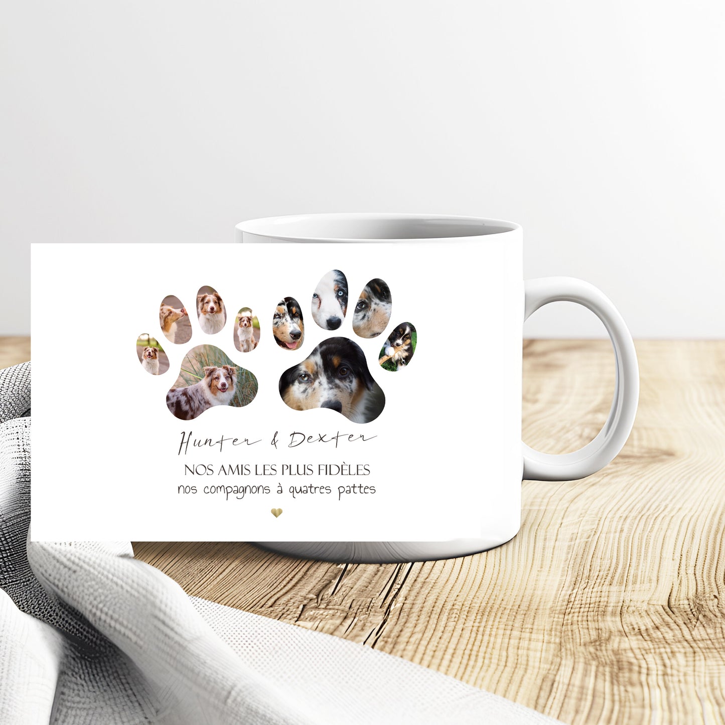 mug personnalisé patte de chien photo 