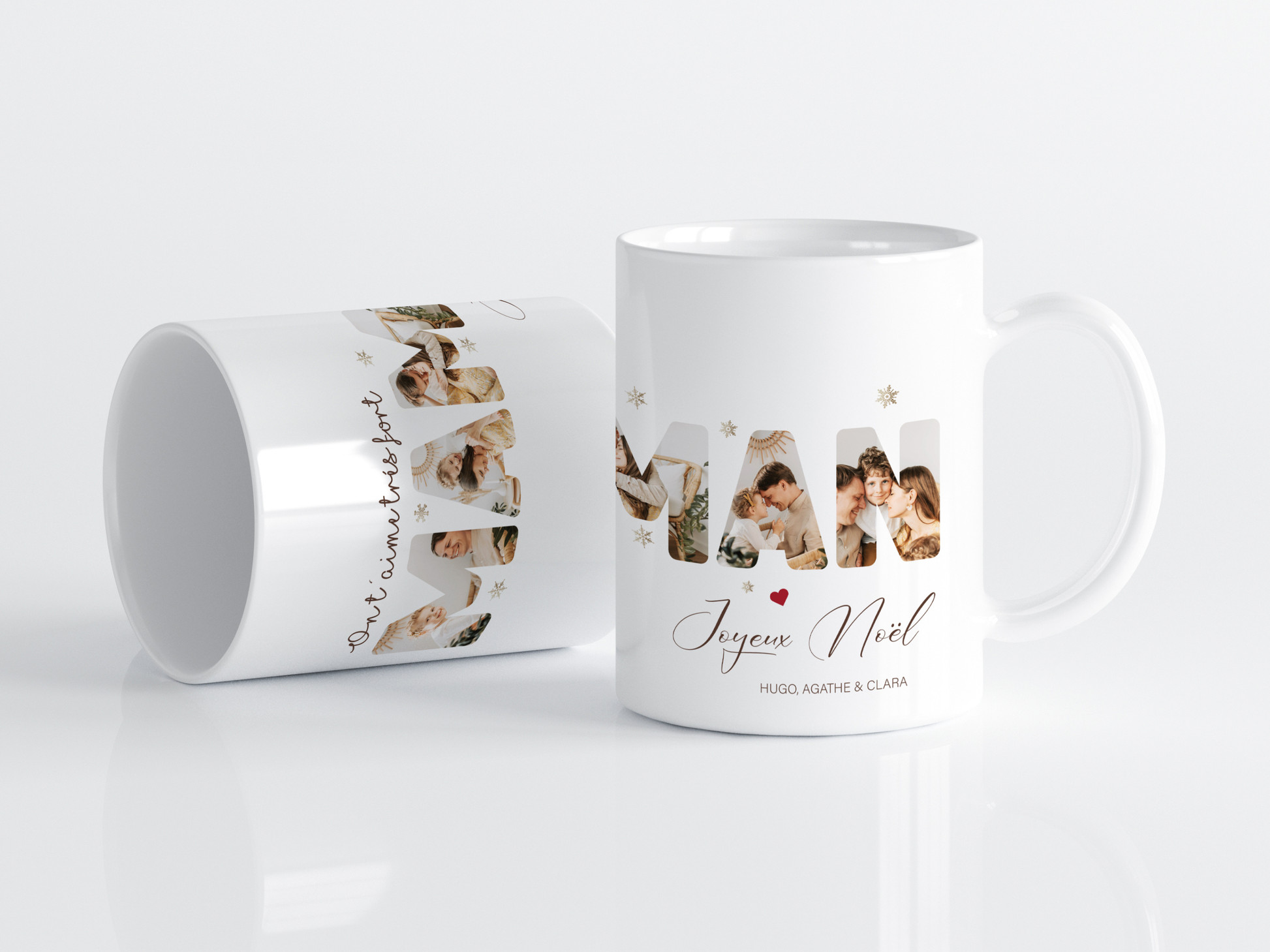 Mug Maman de Noël personnalisé avec photos assorti à l’affiche