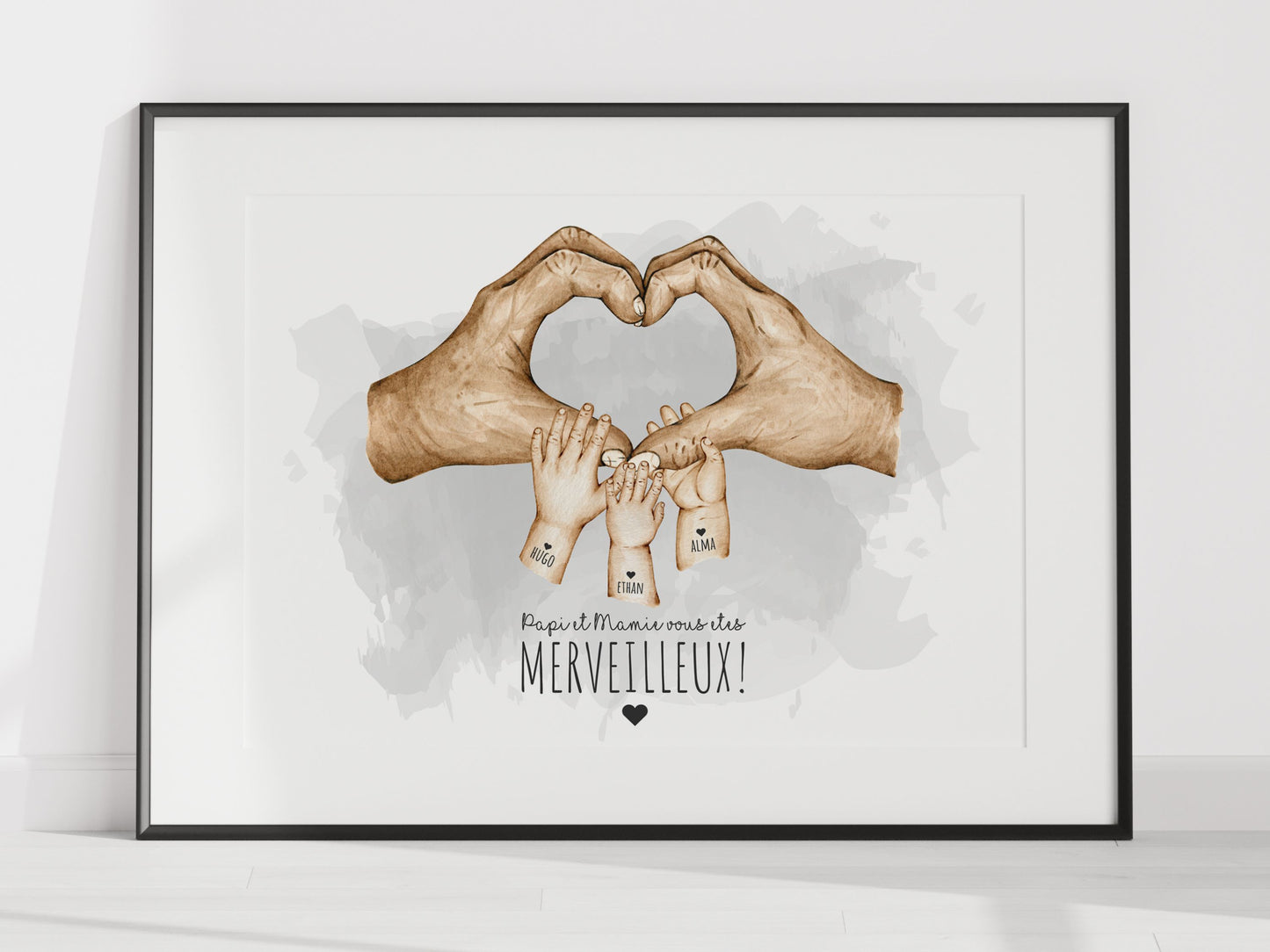 Poster grands parents enfants mains