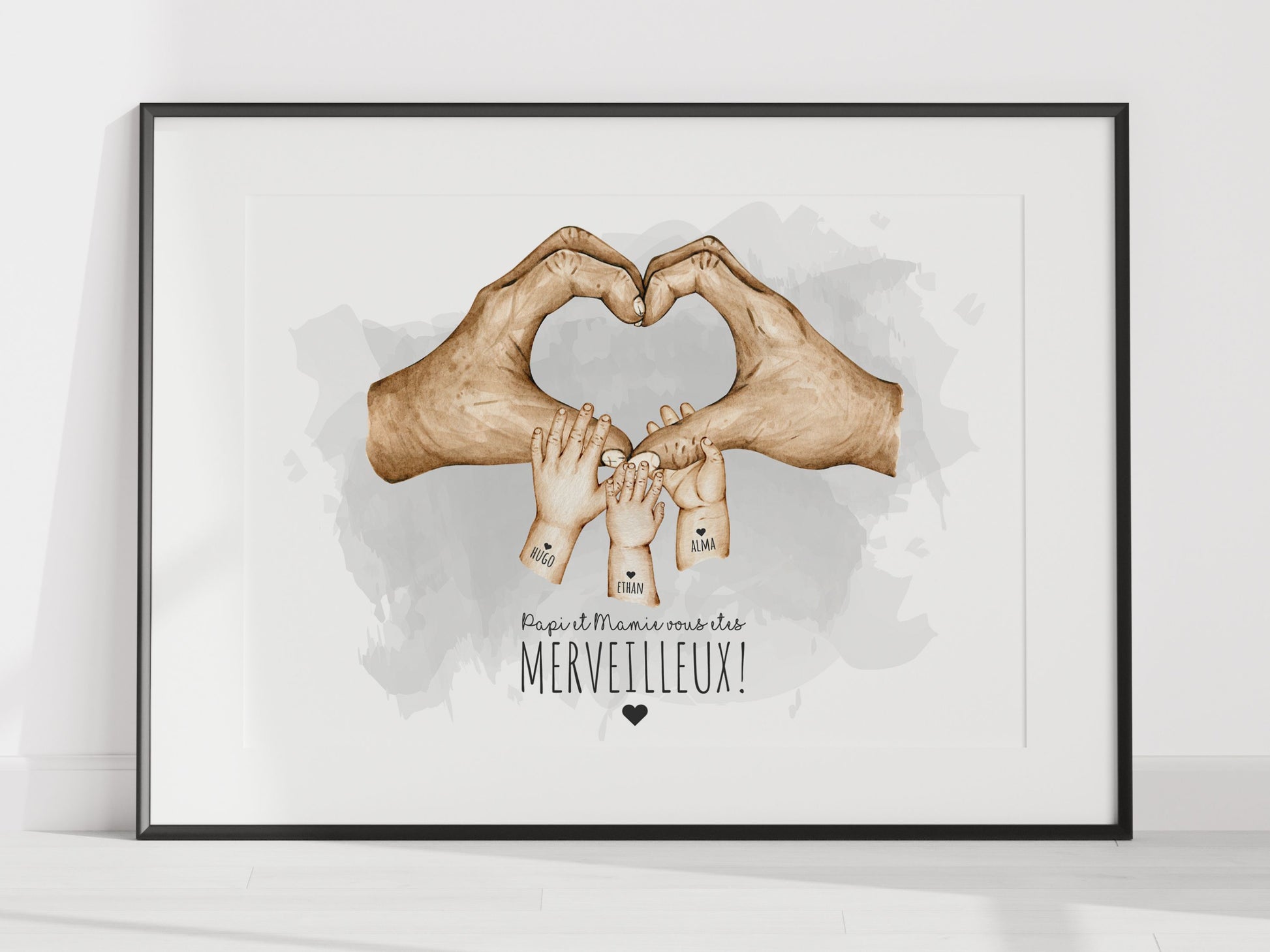 Poster grands parents enfants mains