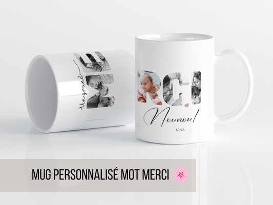 Mug Merci personnalisé avec photo - Cadeau de remerciement original